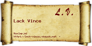 Lack Vince névjegykártya